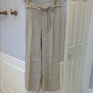 Ann Taylor Tan Wide-Leg Pants with Tie Belt